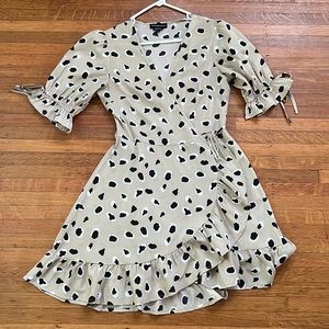 Tan short wrap dress